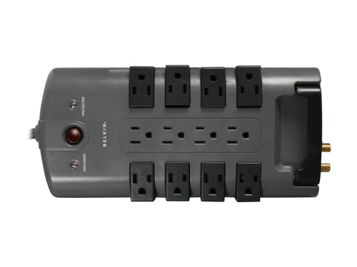 12-Outlet Surge Protector, Black, 8 Foot Cord F1147