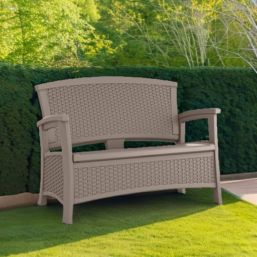 White All Weather Plastic Loveseat with Storage O48407