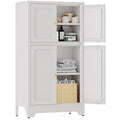 Metal Locker Storage Cabinet with 2 Doors and 4 Shelves Black Q60799