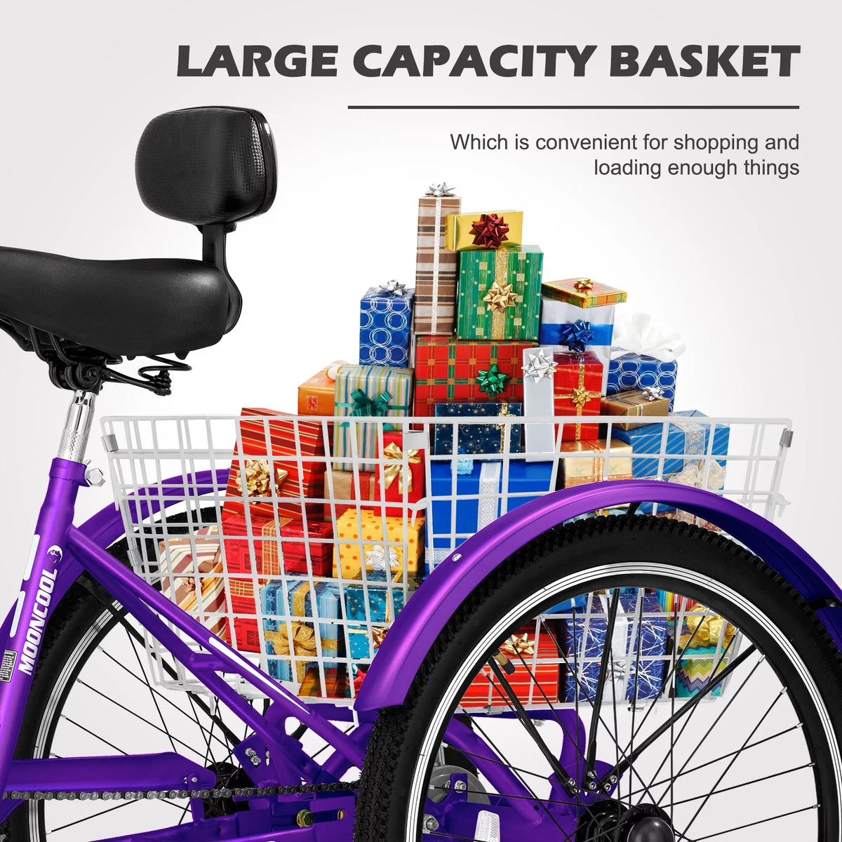 20'' 24 3 Wheel 7 Speed Adult Tricycles with Big Basket F562139