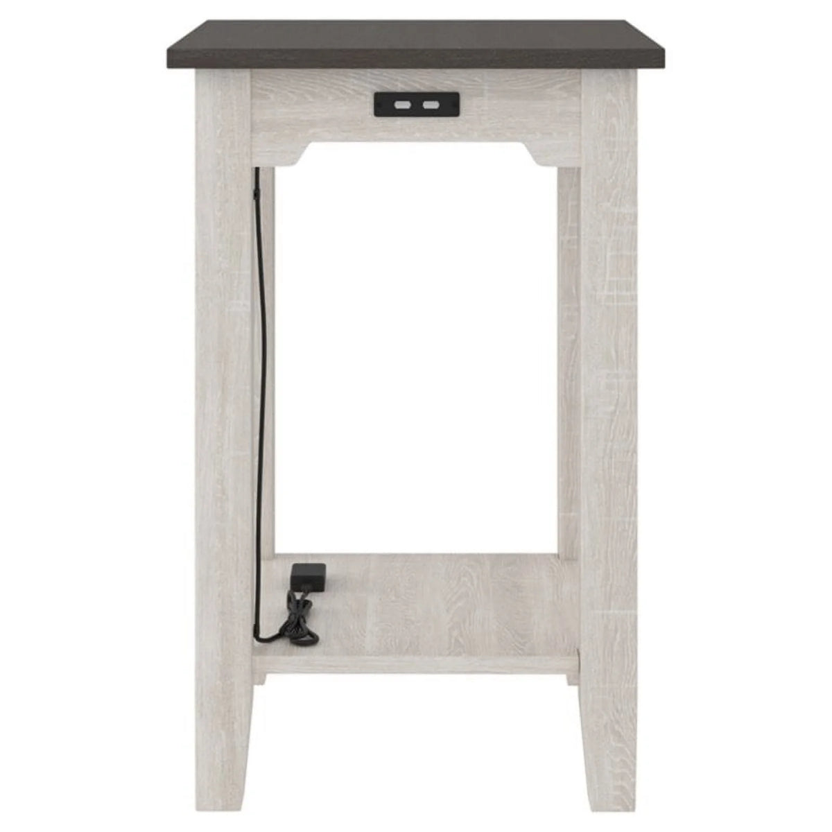 Farmhouse Engineered Wood End Table in Antiqued White/Gray Y66252
