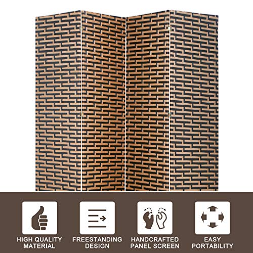 4 Panel Folding Wooden Room Divider F630957
