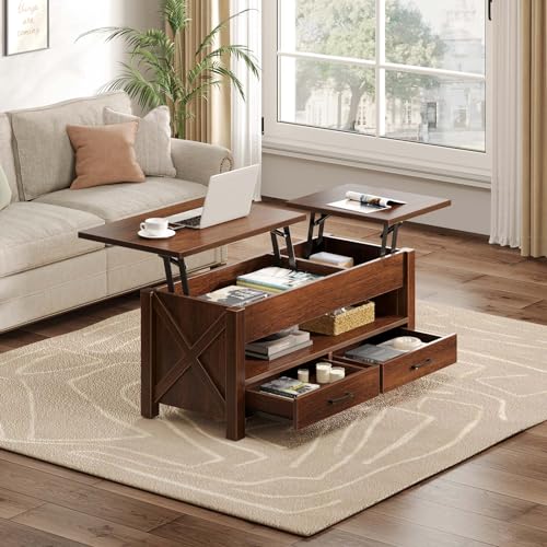 Gray Lift Top Coffee Table with 2 Storage Drawers Y216449