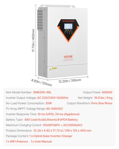 6000W Pure Sine Wave Hybrid Solar Inverter I7043