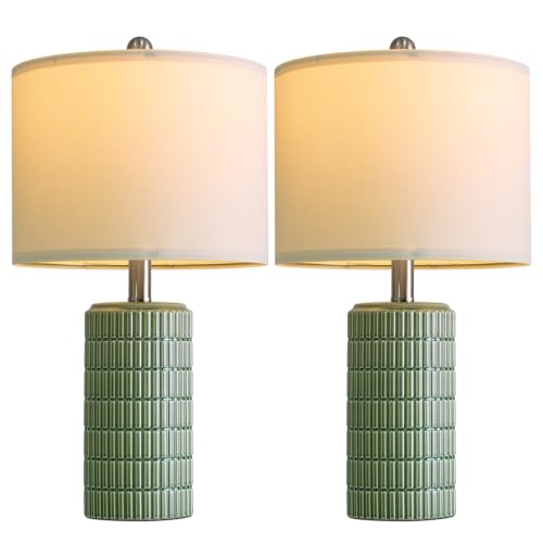Small Modern Ceramic Table Lamps Set of 2 White Beige A932340