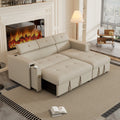Beige L Shaped Sleeper Sofa with Storage and Cup Holder N389