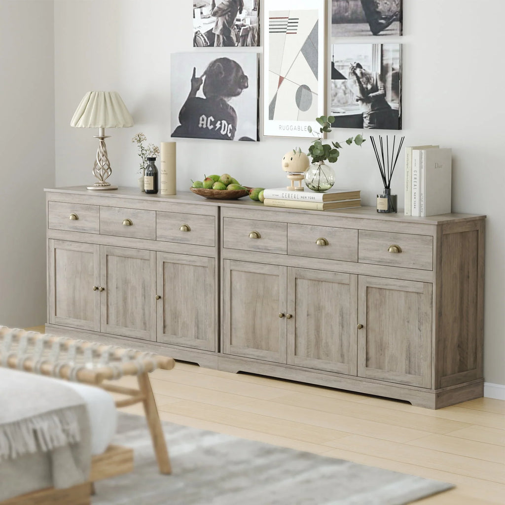 White 3 Drawer 3 Door Sideboard Storage Cabinet L727