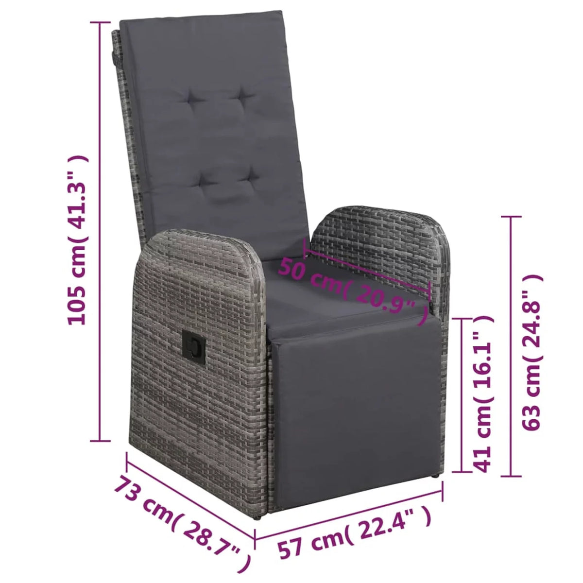 3 Piece Bistro Set with Cushions Poly Rattan Gray W767
