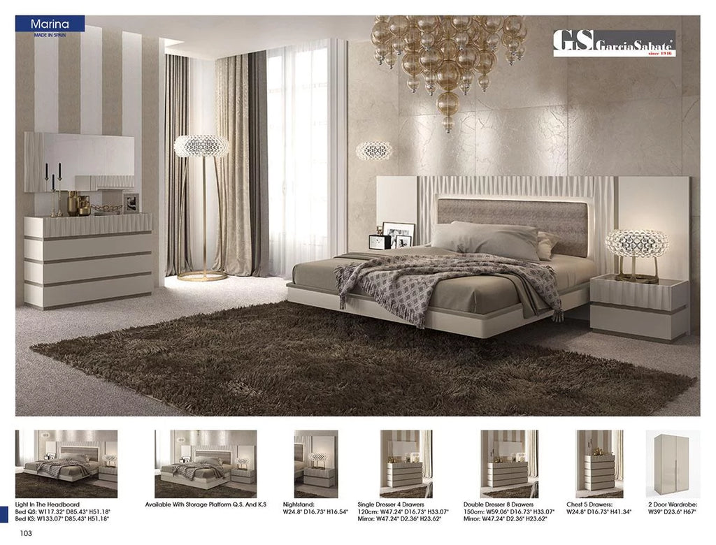 Taupe Mat & Gloss 5 Drawer Chest S129