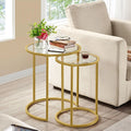 Set of 2 Round Nesting Side Table Metal Frame Tempered Glass B482319