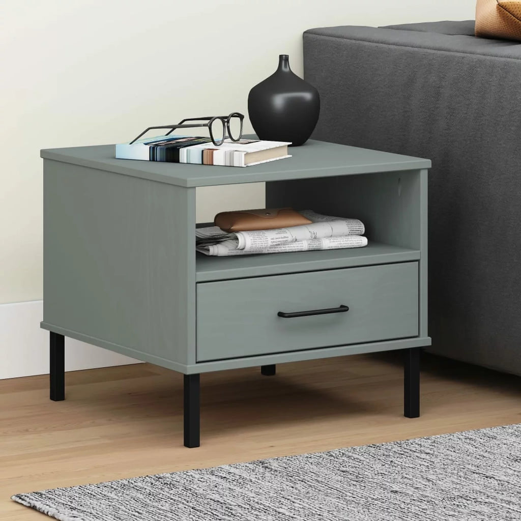 Pine Wood Bedside Cabinet with Storage Drawer and Open Compartment Q930833