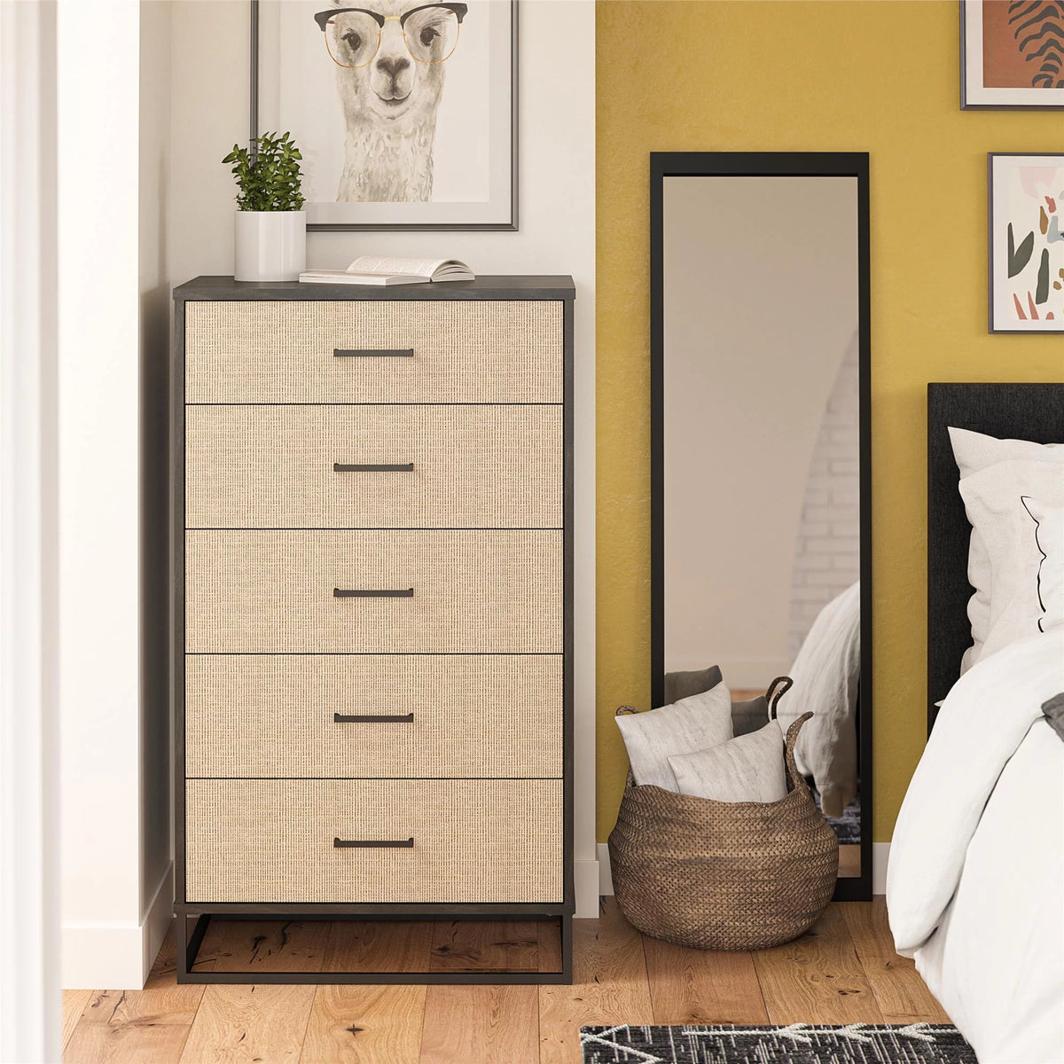 Ivory Oak 5 Drawer Dresser O294318