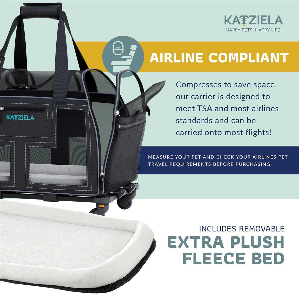 Pet Carrier with Removable Wheels and Telescopic Handle M23269