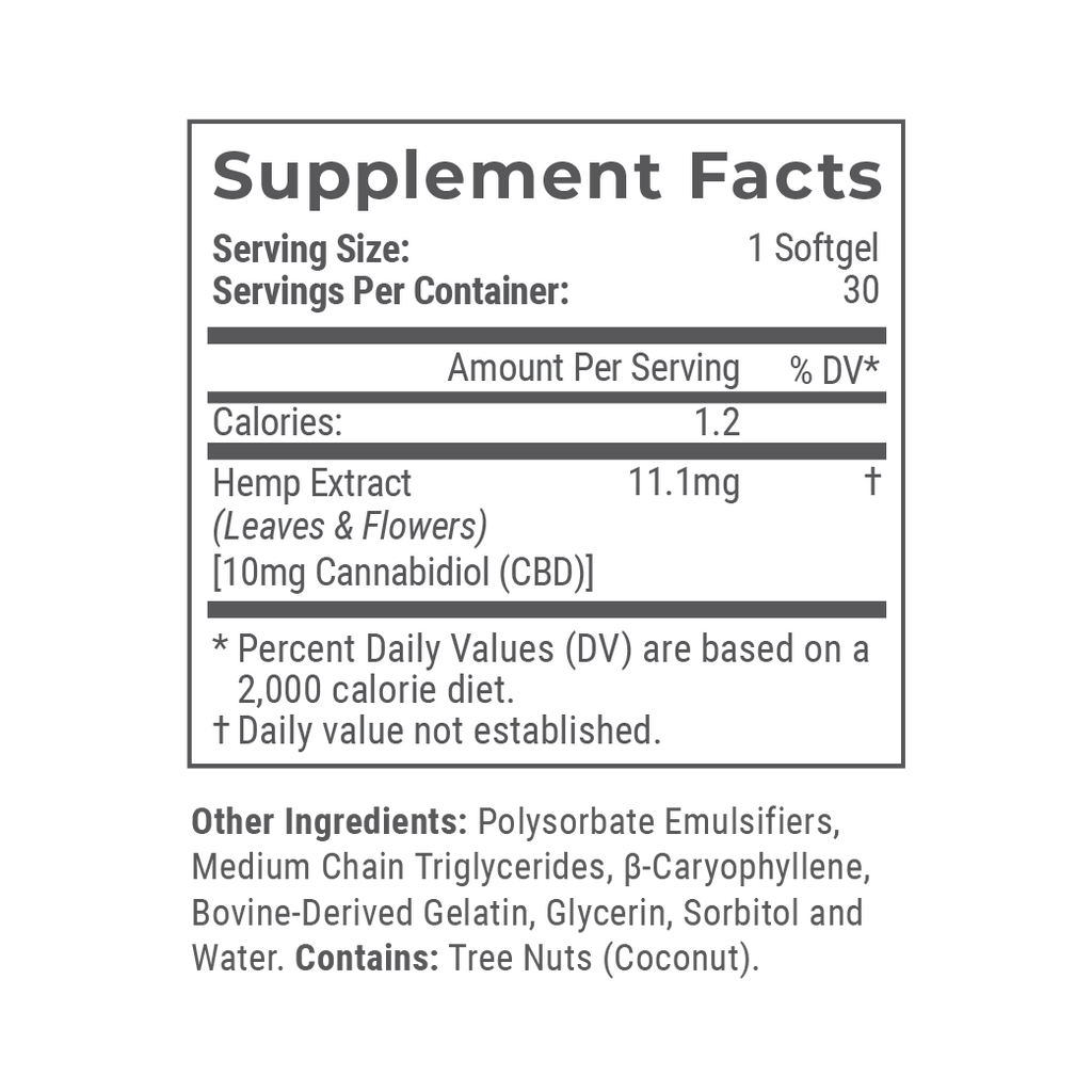 10mg / 25mg / 100mg CBD Softgels D515312
