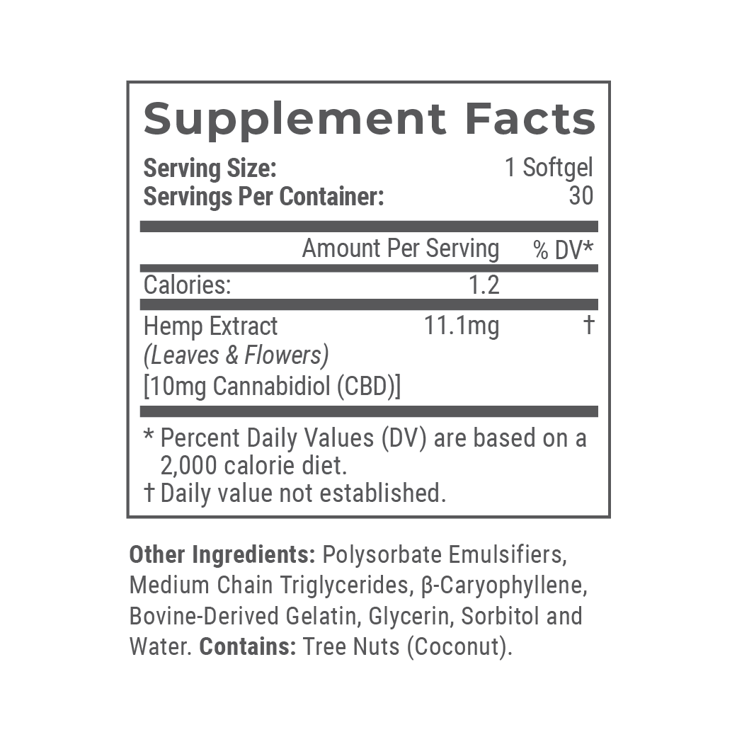 10mg / 25mg / 100mg CBD Softgels D515312