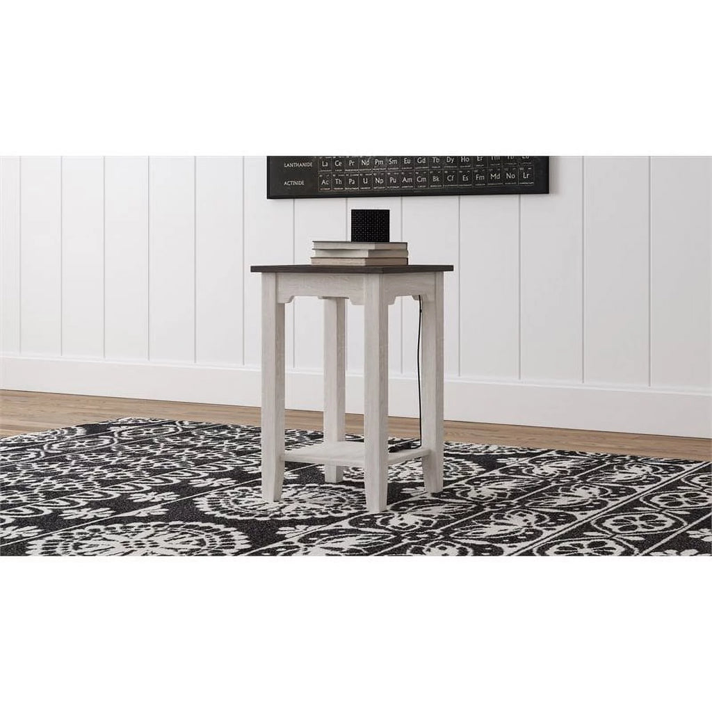 Farmhouse Engineered Wood End Table in Antiqued White/Gray Y66252