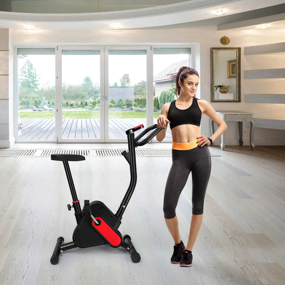 Stationary Indoor Cycling Bike with Seat Cushion and Digital Display F40277