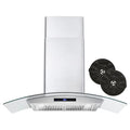 380 CFM Convertible Wall Mount Range Hood with Glass Canopy N173
