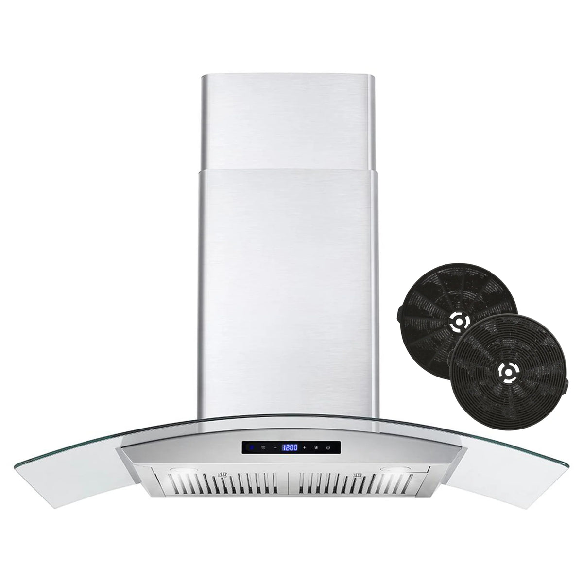 380 CFM Convertible Wall Mount Range Hood with Glass Canopy N173