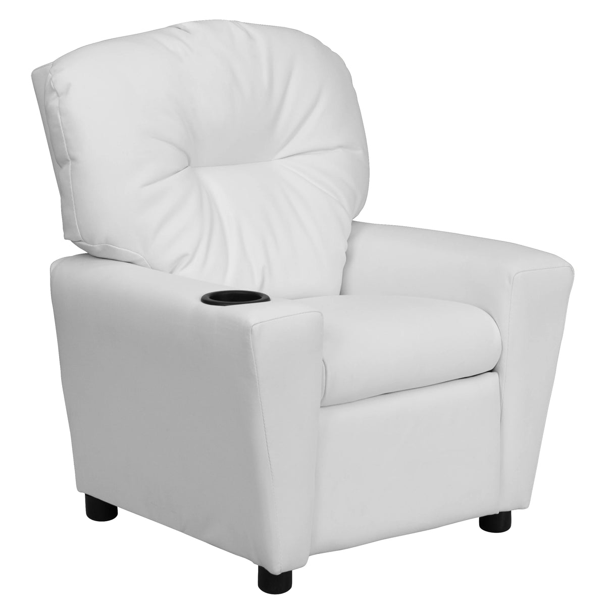 White Vinyl Kids Recliner with Cup Holder G744547