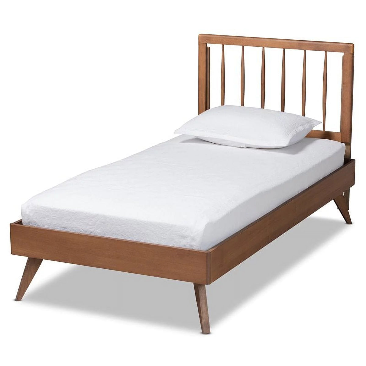 Ash Walnut Finished Wood Twin Size Platform Bed H946