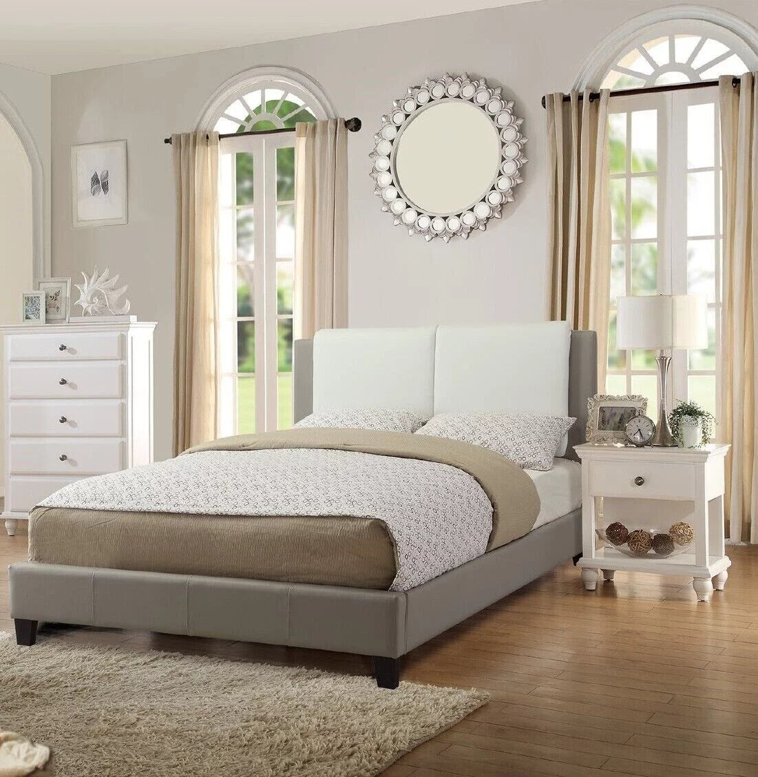White 3pc Full Size Upholstered Bed Set R4184
