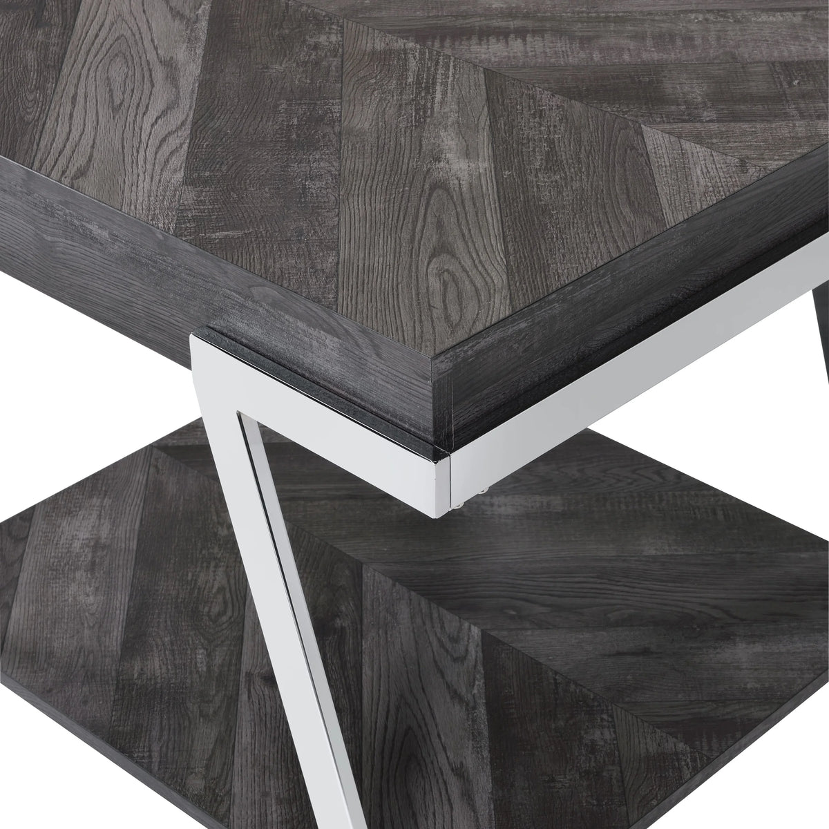 Dark Gray Wood and Laminate End Table Y3620