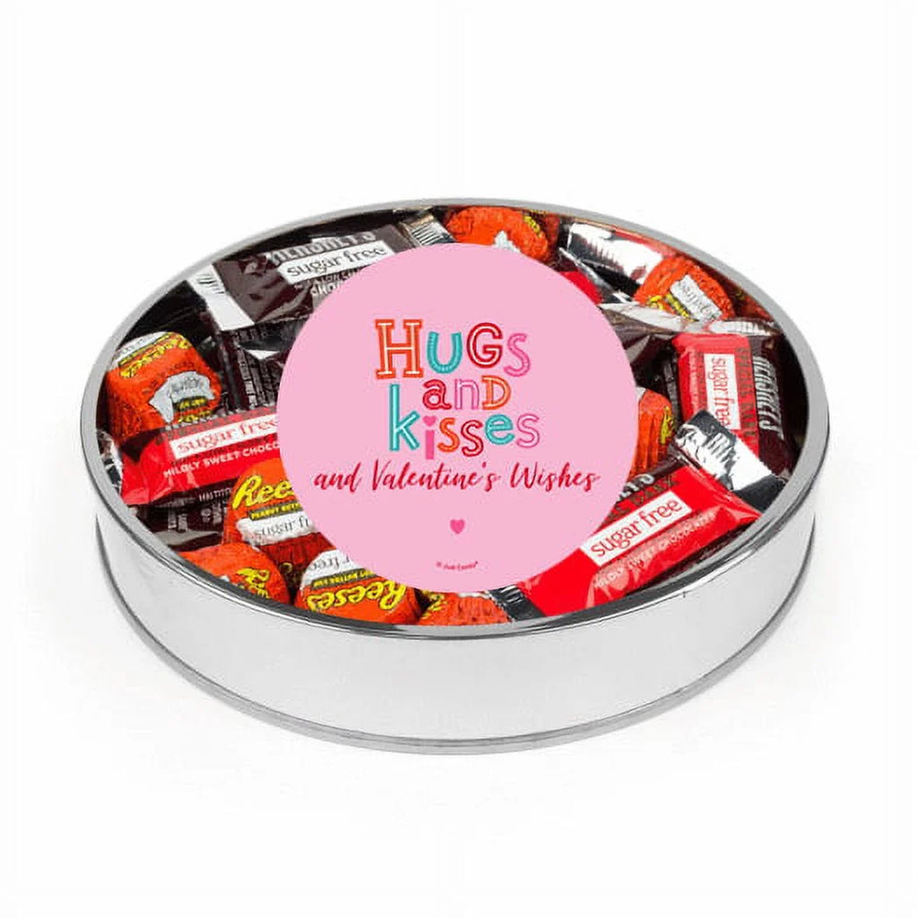Large Silver Plastic Candy Gift Tin with Sugar Free Chocolate E39431