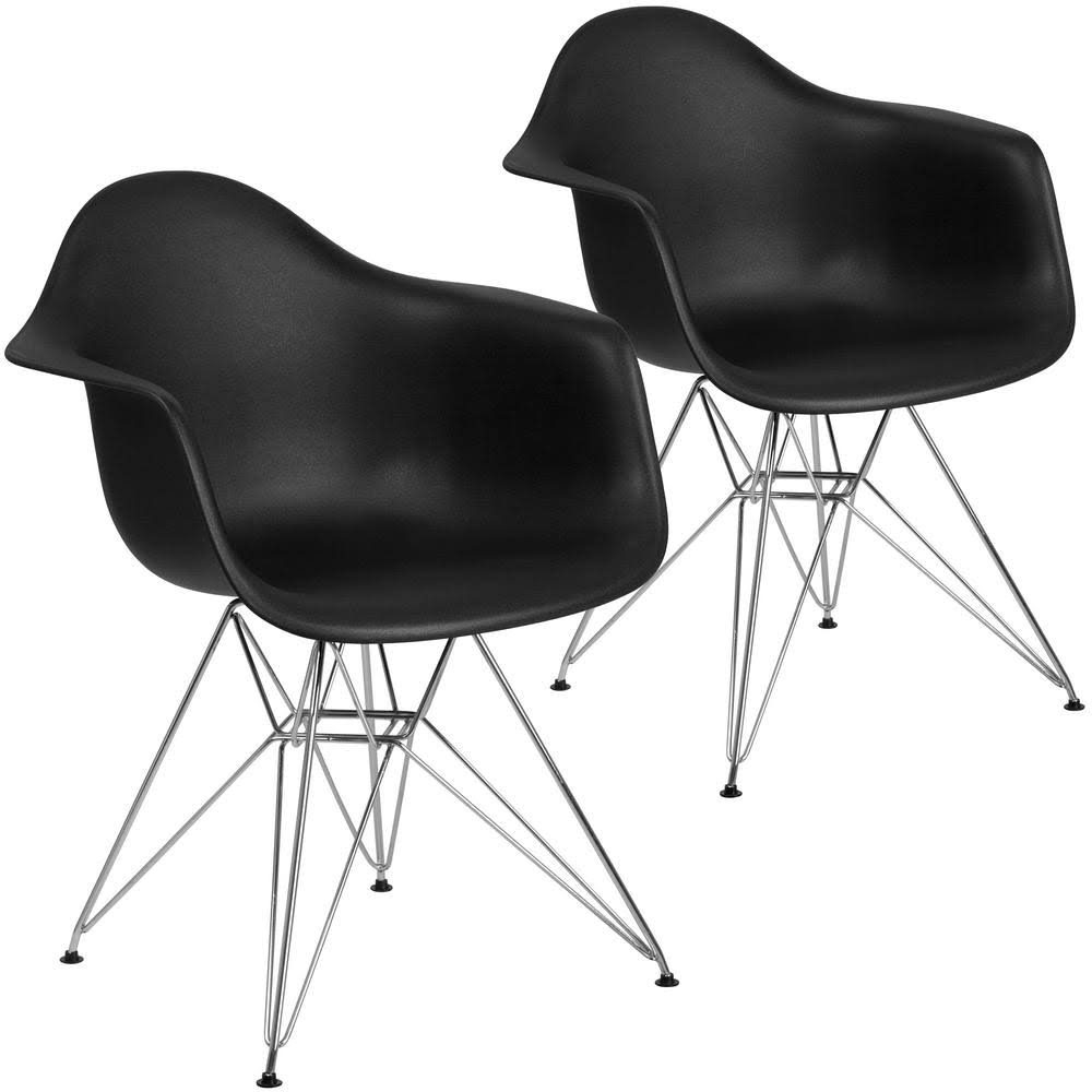 Black Plastic Party Chairs Set of 2 Z748