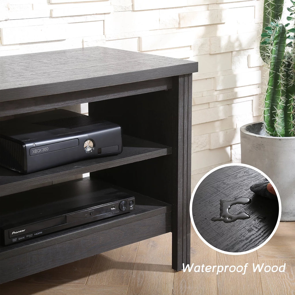 Black Wood TV Stand with 4 Cubby D25407