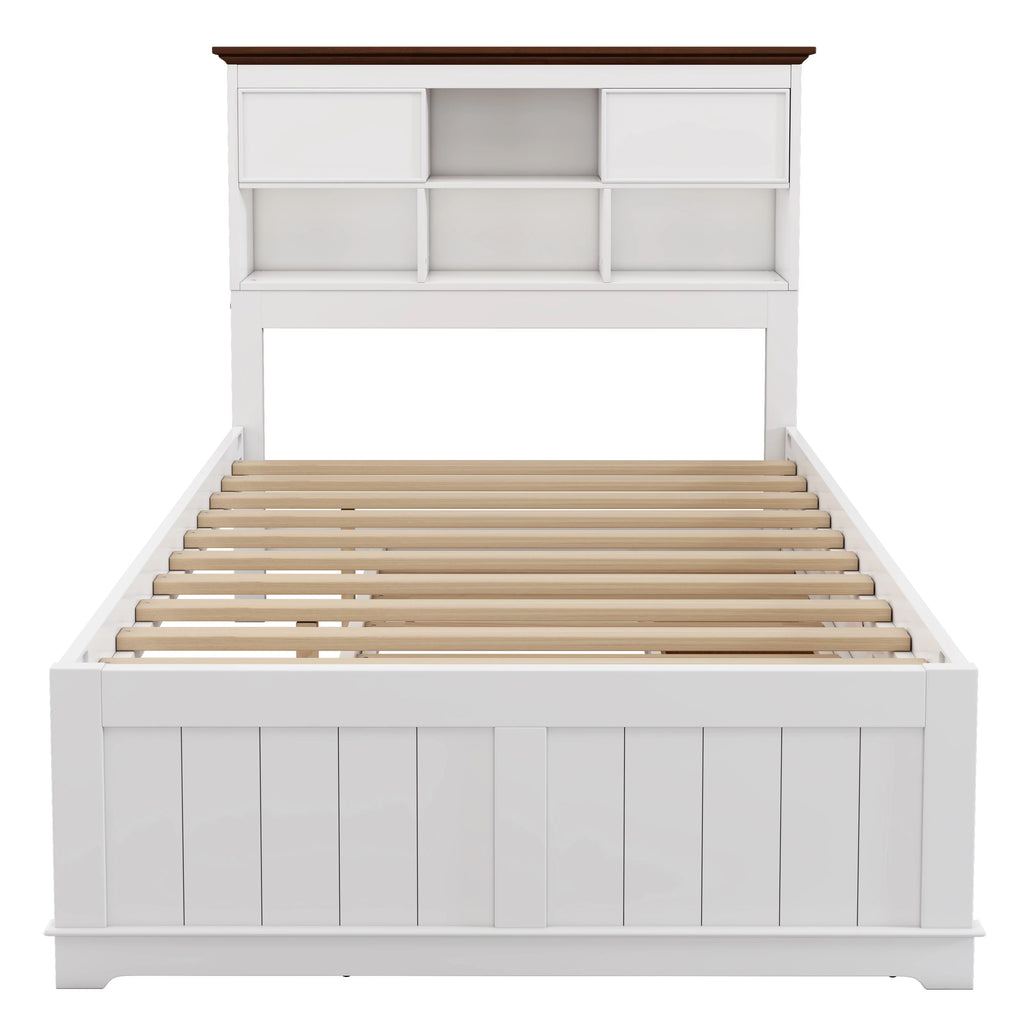 Full Size Wood Platform Bed with Drawers and Trundle K50580