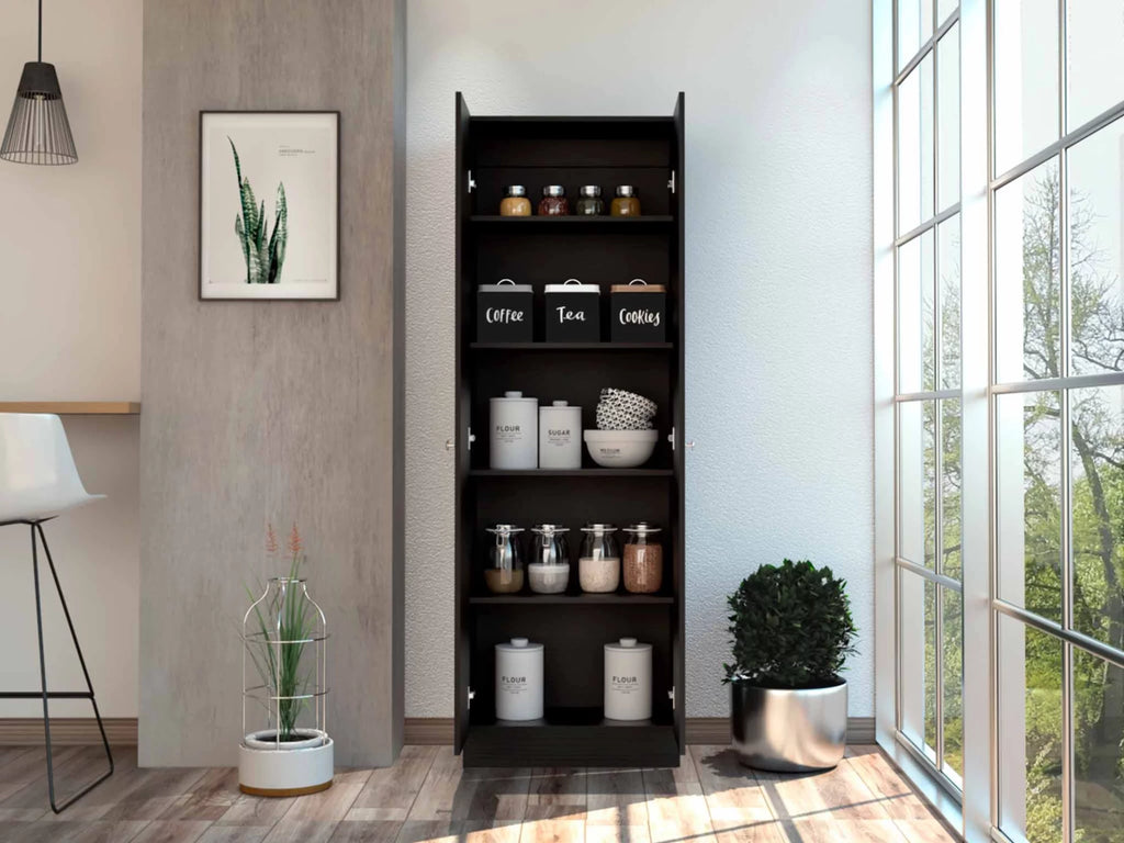 Dark Brown & Black Double Door Cabinet M9170