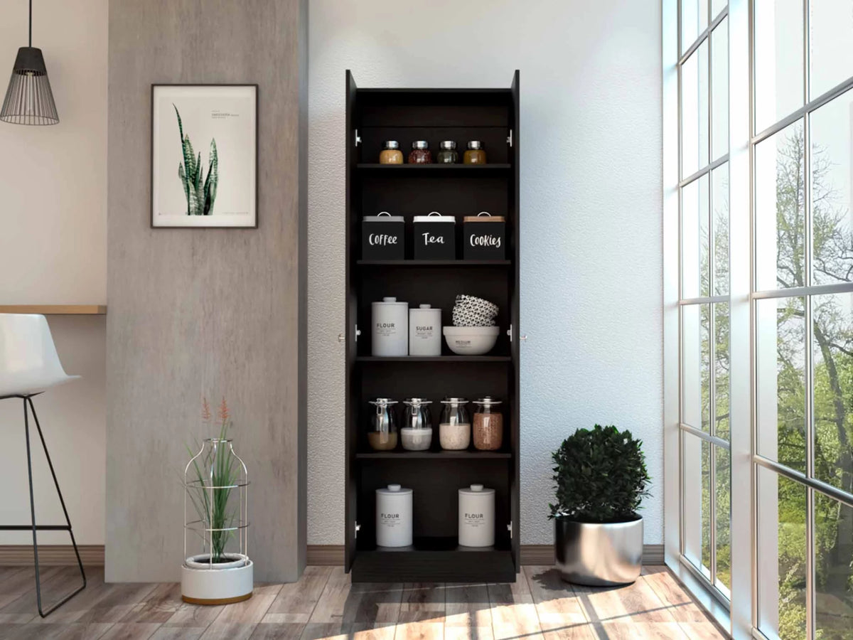 Dark Brown & Black Double Door Cabinet M9170