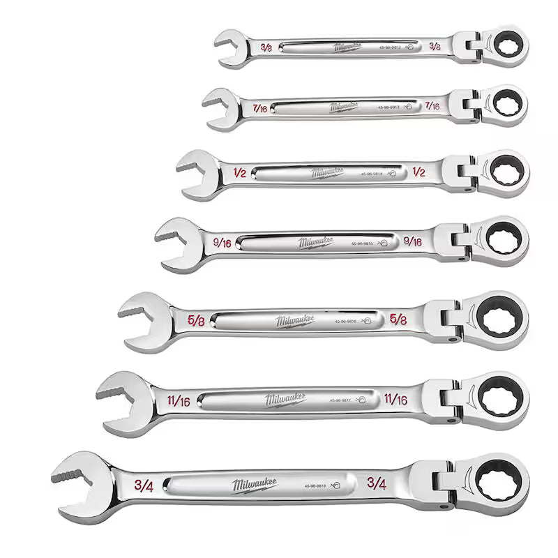 11-Piece Flex-Head Ratcheting Combination Wrench Set Metric N782