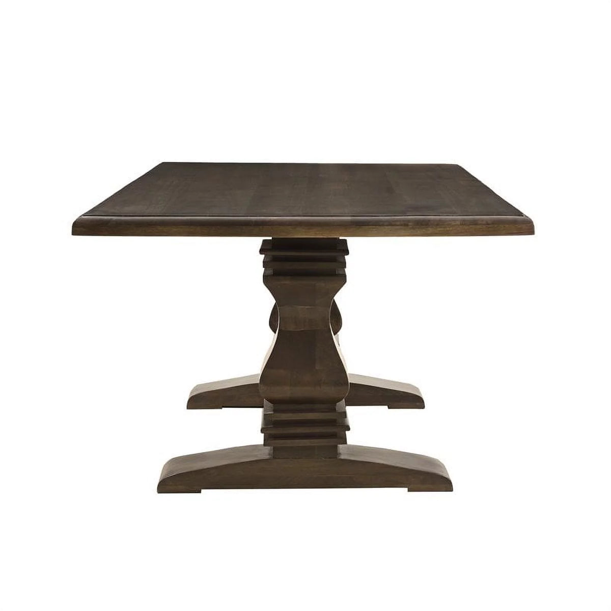 Solid Wood Double Pedestal Dining Table in Dark Brown Y929236