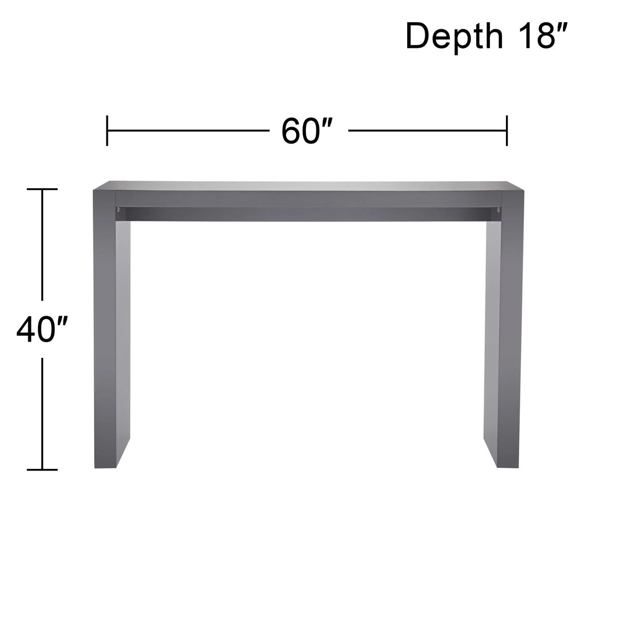 Gloss Gray Wood Rectangular Bar Table 60" x 18" U390