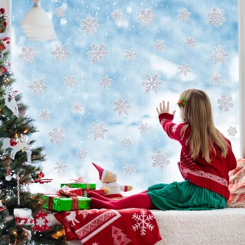 32Pcs Reusable Snowflake Window Decals N525