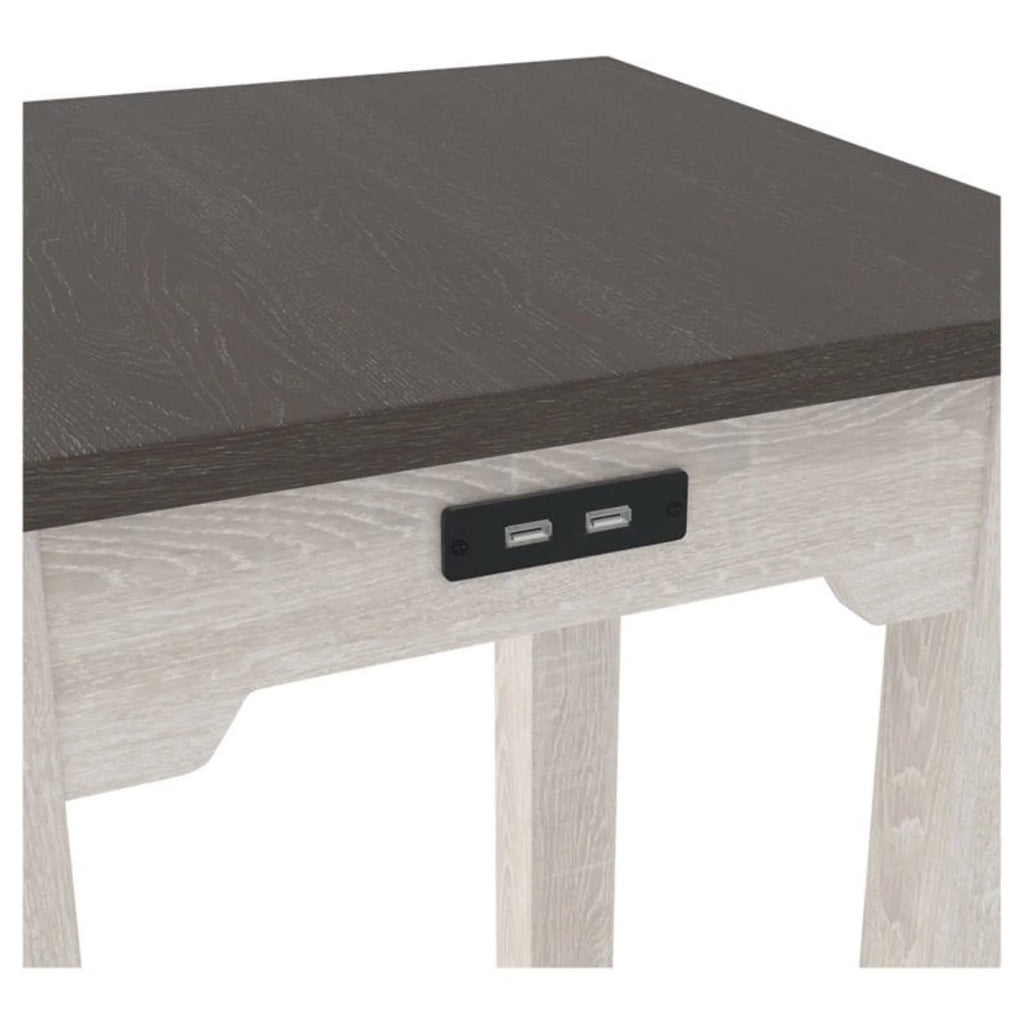 Farmhouse Engineered Wood End Table in Antiqued White/Gray Y66252