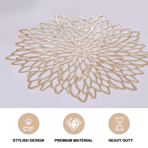 6 Pack Silver Metallic Glitter Vinyl Round Placemats V492