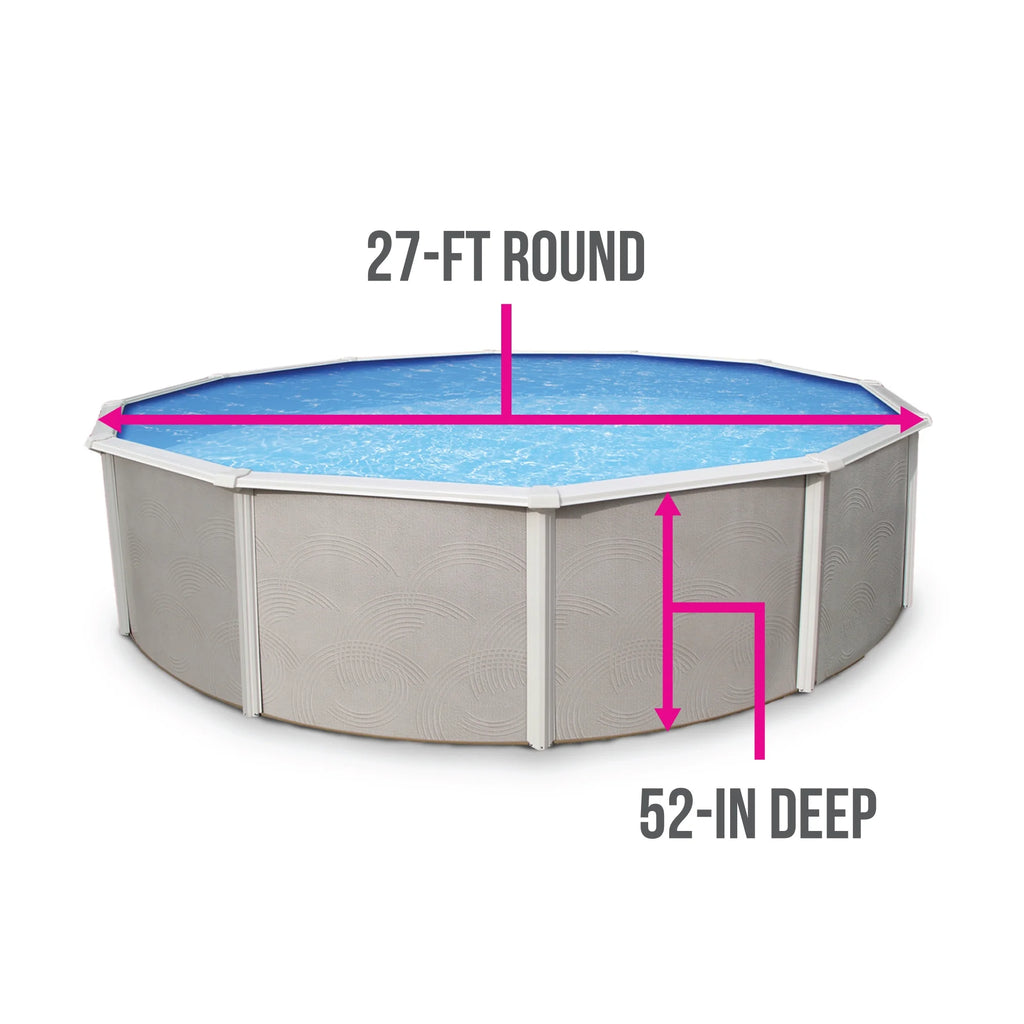 27-ft Round 52-in Deep Metal Wall Swimming Pool V96258