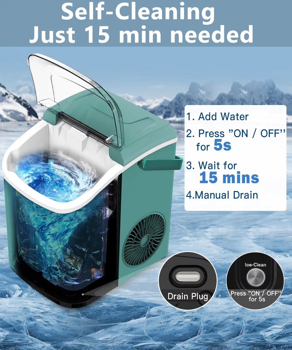 33lbs Countertop Ice Maker with Scoop, Black Z2725