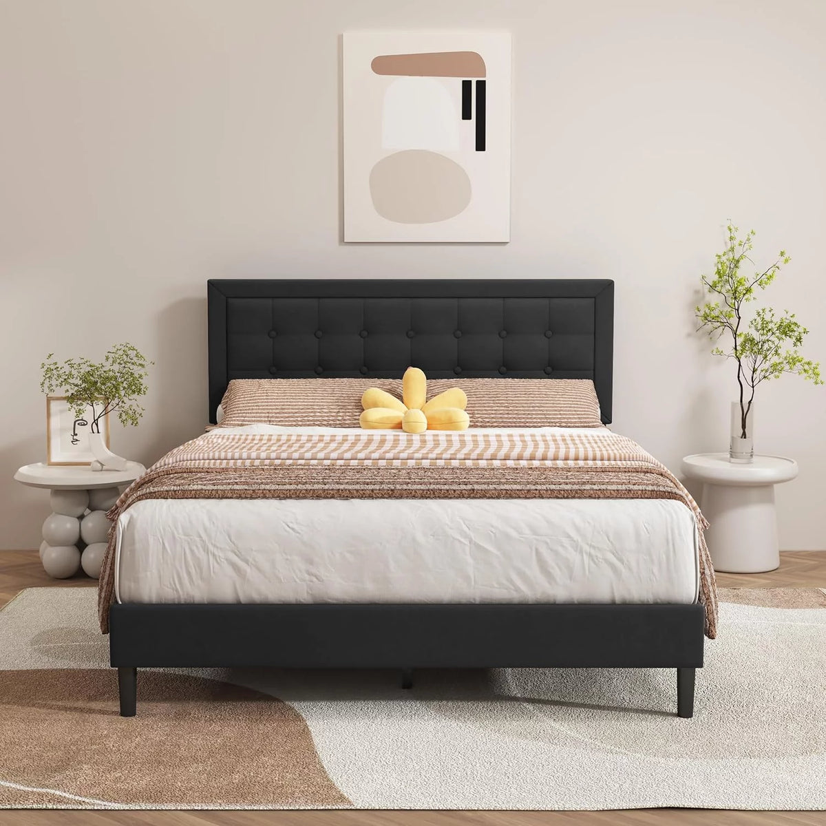 Pink Velvet Upholstered Platform Bed Frame Twin Size Q176