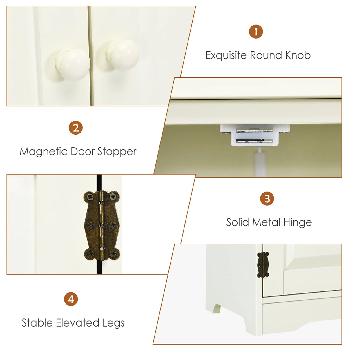 White 2-Door Accent Storage Cabinet with Adjustable Shelves H88184