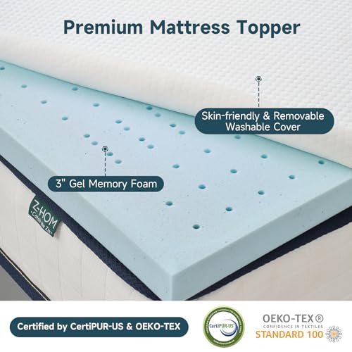 3 Inch Queen Memory Foam Mattress Topper White Q44158