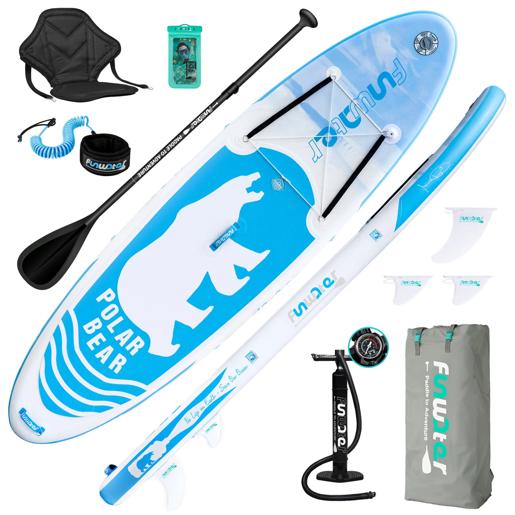 Inflatable Stand up Paddle Board 10'5''x33''x6'' Blue Polar Bear Pattern J418