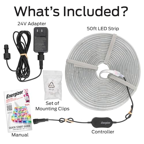 Energizer Smart Indoor & Outdoor RGB+IC+WW LED 50 Foot Light Strip A9164