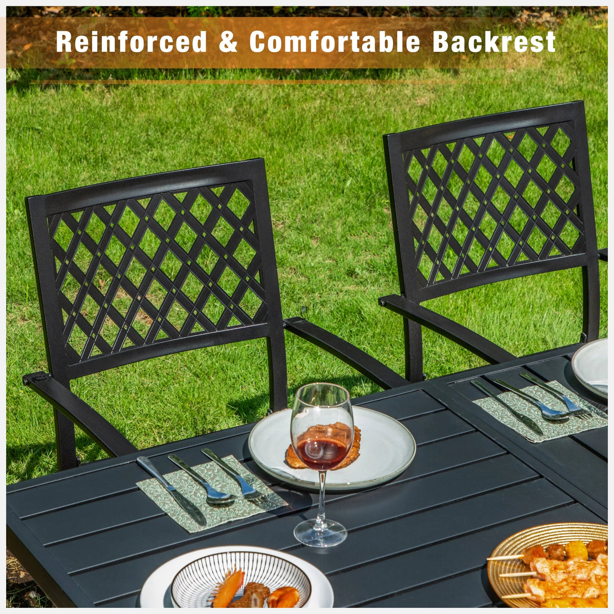 Set of 2 Metal Swivel Outdoor Dining Chairs with Beige Cushions K6448