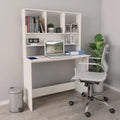 White Engineered Wood Desk with Shelves G4875