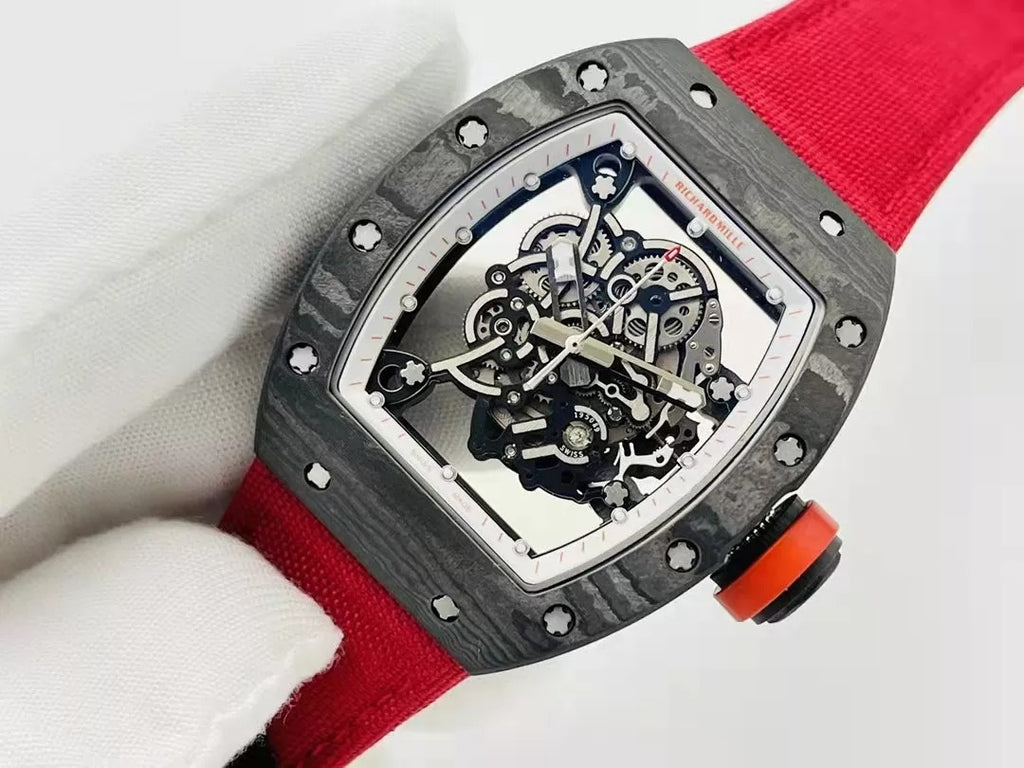 Skeleton Dial Black Bezel Red Canvas Strap U35767