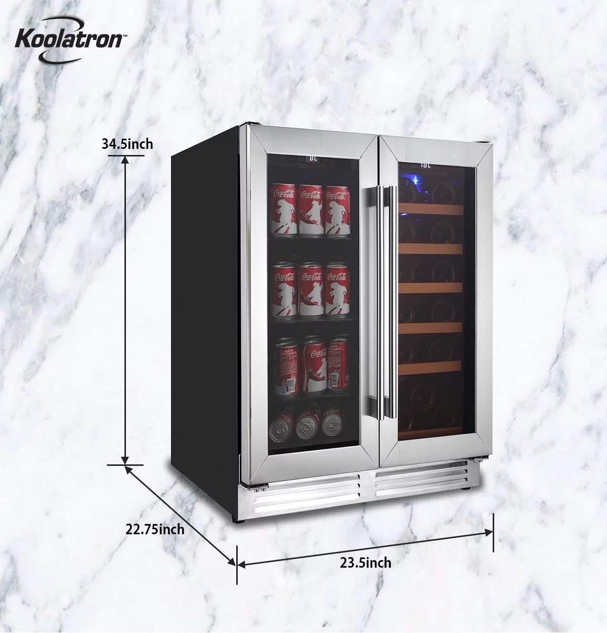 18 Bottles and 56 Cans 24 Inch Dual Zone Wine Cooler and Beverage Fridge S7116